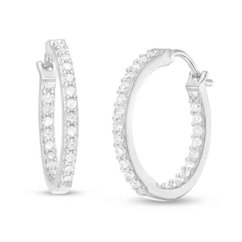 Main Image 1 of 0.48 CT. T.W. Diamond Inside-Out Hoop Earrings in Sterling Silver