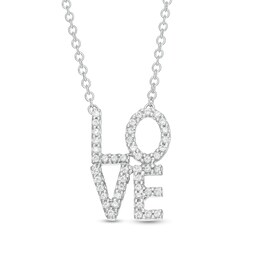 Vera Wang Love Collection 0.18 CT. T.W. Diamond &quot;LOVE&quot; Necklace in Sterling Silver - 19&quot;
