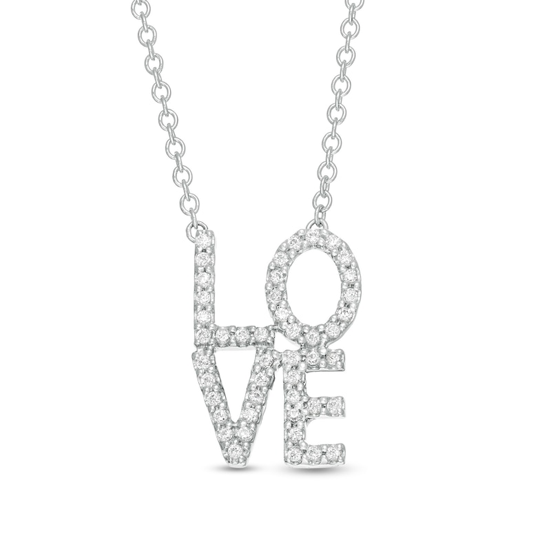 Vera Wang Love Collection 0.18 CT. T.W. Diamond "LOVE" Necklace in Sterling Silver - 19"