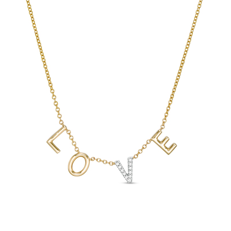 Vera Wang Love Collection 0.04 CT. T.W. Diamond "LOVE" Station Necklace in 10K Gold - 19"