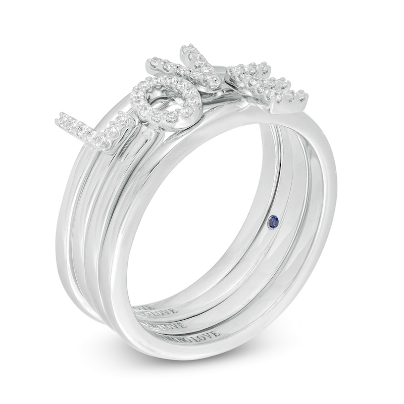 Vera Wang Love Collection 0.085 CT. T.W. Diamond "LOVE" Four Piece Stackable Band Set in Sterling Silver