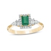 Thumbnail Image 0 of Emerald-Cut Emerald and 0.33 CT. T.W. Diamond Frame Engagement Ring in 14K Gold