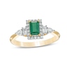 Thumbnail Image 1 of Emerald-Cut Emerald and 0.33 CT. T.W. Diamond Frame Engagement Ring in 14K Gold