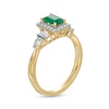 Thumbnail Image 3 of Emerald-Cut Emerald and 0.33 CT. T.W. Diamond Frame Engagement Ring in 14K Gold