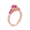 Thumbnail Image 3 of 5.0mm Ruby and 0.33 CT. T.W. Diamond Frame Engagement Ring in 14K Rose Gold