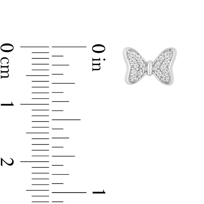 Main Image 2 of Mickey Mouse & Minnie Mouse 0.085 CT. T.W. Diamond Bow Stud Earrings in Sterling Silver