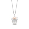Mickey Mouse & Minnie Mouse 9.0mm Freshwater Cultured Pearl and 0.085 CT. T.W. Diamond Pendant in Sterling Silver-19"