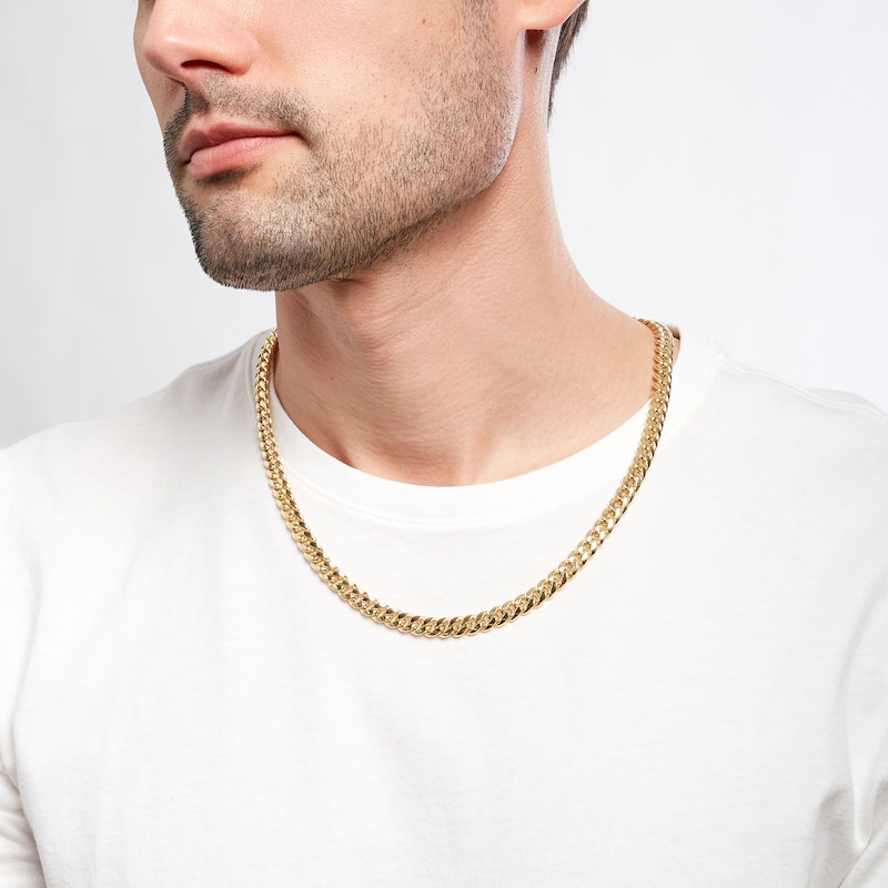 Italian Gold Men's 7.6mm Curb Chain Necklace in Hollow 14K Gold - 22"|Peoples Jewellers