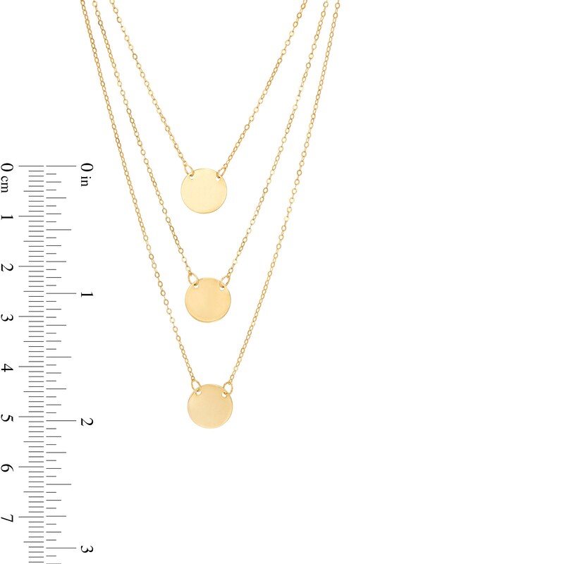 Main Image 3 of Polished Disc Triple Strand Necklace in 14K Gold