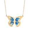Thumbnail Image 1 of Italian Gold Blue and White Enamel Butterfly Necklace in 14K Gold