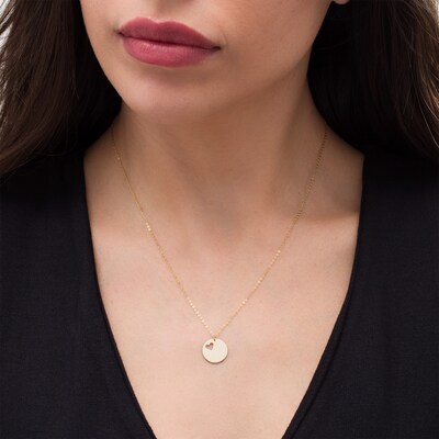 Cut-Out Heart Disc Necklace in 10K Gold