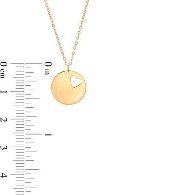 Cut-Out Heart Disc Necklace in 10K Gold