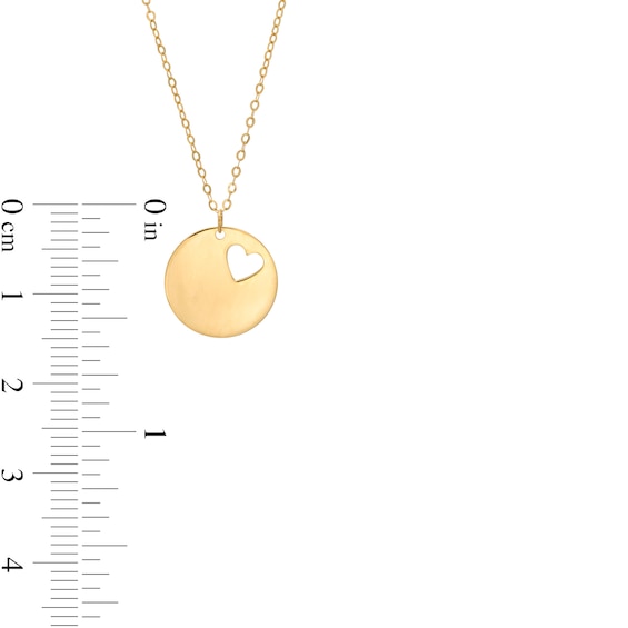 Cut-Out Heart Disc Necklace in 10K Gold