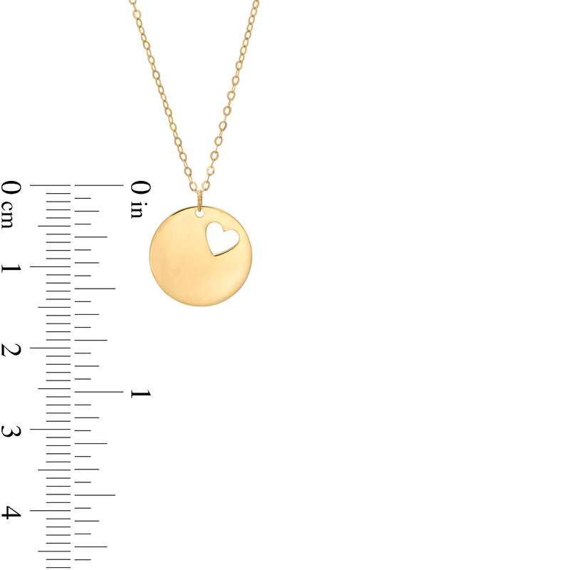 Main Image 3 of Cut-Out Heart Disc Necklace in 10K Gold