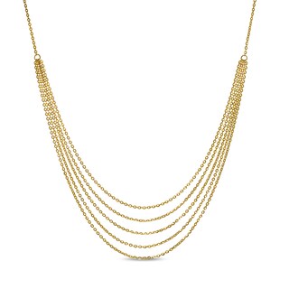Diamond-Cut Cable Chain Multi-Strand Necklace in Solid 10K Gold - 20"