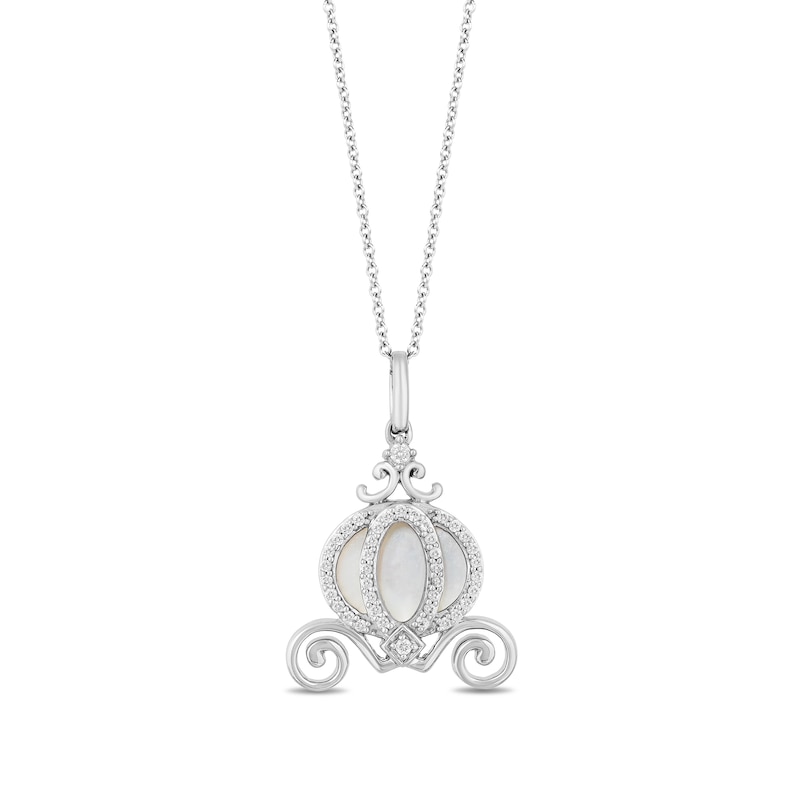 Collector's Edition Enchanted Disney Cinderella 70th Anniversary Pearl and Diamond Carriage Pendant in Sterling Silver