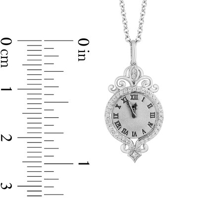 Collector's Edition Enchanted Disney Cinderella 70th Anniversary Diamond Clock Pendant in Sterling Silver - 19"