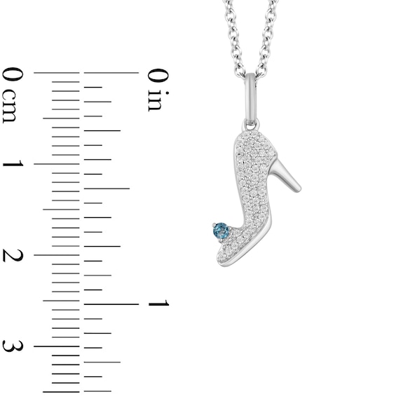 Enchanted Disney Cinderella 0.085 CT. T.W. Diamond and London Blue Topaz Slipper Pendant in Sterling Silver - 19"