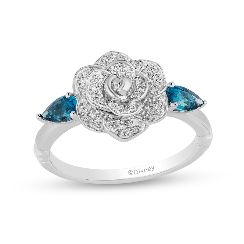 Collector's Edition Enchanted Disney Cinderella 70th Anniversary Blue Topaz and Diamond Ring in Sterling Silver|Peoples Jewellers