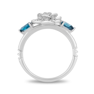 Collector's Edition Enchanted Disney Cinderella 70th Anniversary Blue Topaz and Diamond Ring in Sterling Silver