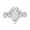 Thumbnail Image 4 of 1.00 CT. T.W. Pear-Shaped Diamond Double Frame Split Shank Vintage-Style Engagement Ring in 14K White Gold