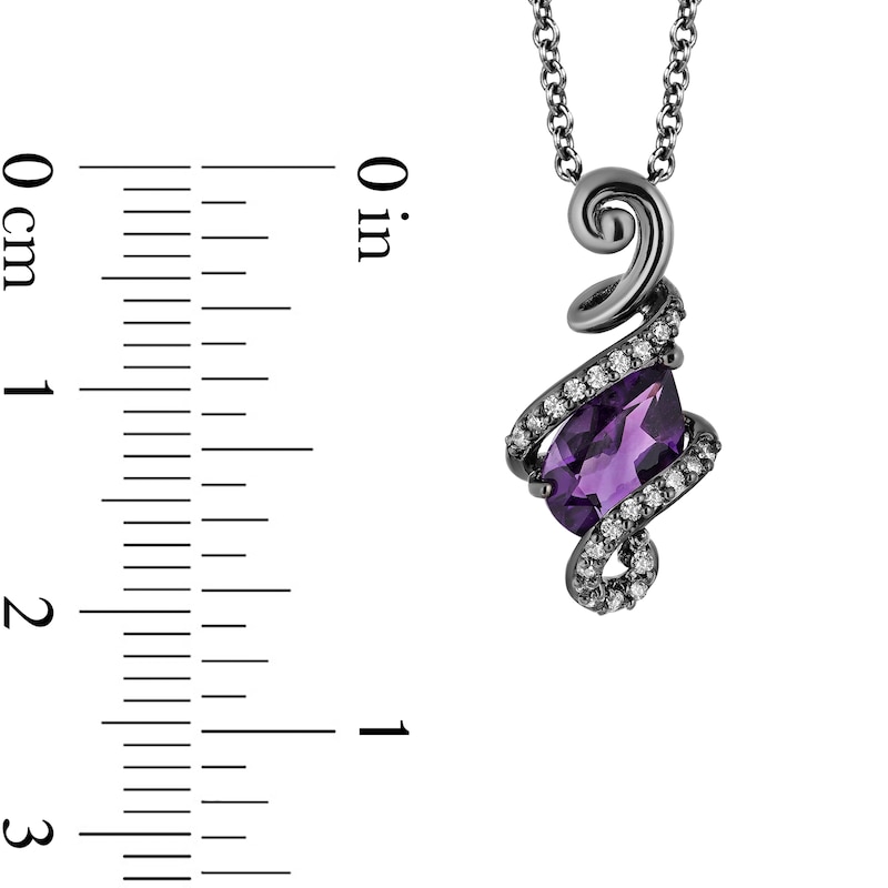 Main Image 3 of Enchanted Disney Villains Ursula Amethyst and 0.085 CT. T.W. Diamond Pendant in Sterling Silver with Black Rhodium - 19"