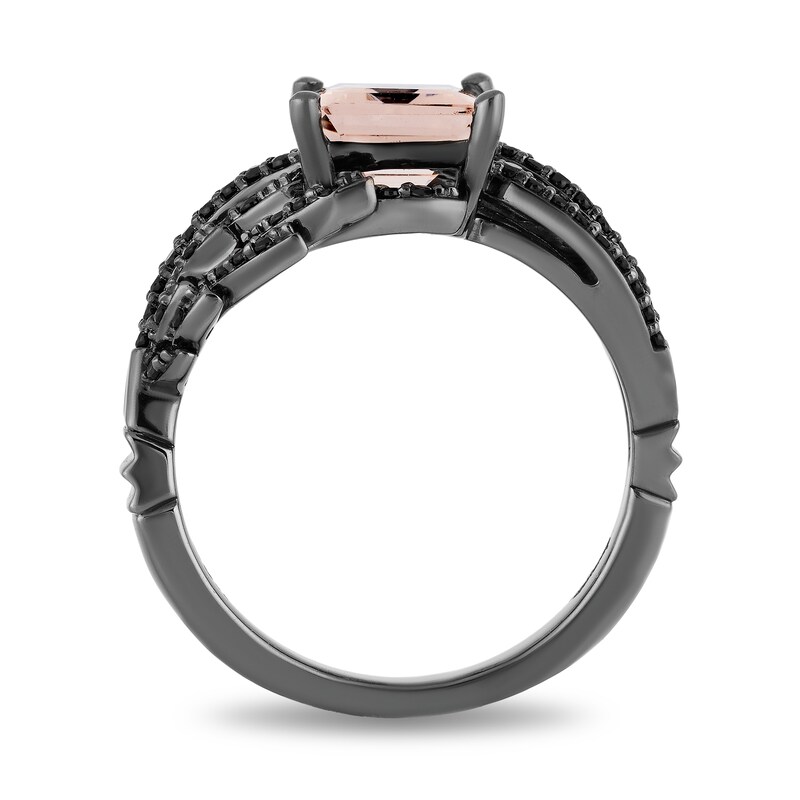 Main Image 3 of Enchanted Disney Villains Maleficent Octagonal Morganite and 0.29 CT. T.W. Black Diamond Ring in Sterling Silver