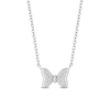 Thumbnail Image 0 of Mickey Mouse & Minnie Mouse 0.085 CT. T.W. Diamond Bow Necklace in Sterling Silver