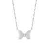 Mickey Mouse & Minnie Mouse 0.085 CT. T.W. Diamond Bow Necklace in Sterling Silver