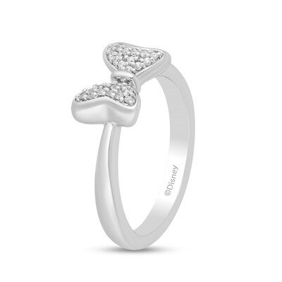 Mickey Mouse & Minnie Mouse 0.085 CT. T.W. Diamond Bow Ring in Sterling Silver