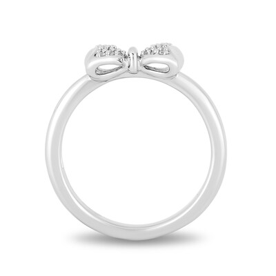 Mickey Mouse & Minnie Mouse 0.085 CT. T.W. Diamond Bow Ring in Sterling Silver