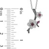 Thumbnail Image 3 of Enchanted Disney Mulan Live Action Rhodolite Garnet and 0.085 CT. T.W. Diamond Flower Pendant in Sterling Silver - 19"