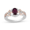 Thumbnail Image 0 of Enchanted Disney Mulan Live Action Rhodolite Garnet and 0.145 CT. T.W. Diamond Ring in Sterling Silver and 10K Rose Gold