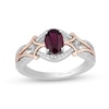 Thumbnail Image 1 of Enchanted Disney Mulan Live Action Rhodolite Garnet and 0.145 CT. T.W. Diamond Ring in Sterling Silver and 10K Rose Gold