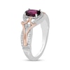 Thumbnail Image 1 of Enchanted Disney Mulan Live Action Rhodolite Garnet and 0.145 CT. T.W. Diamond Ring in Sterling Silver and 10K Rose Gold