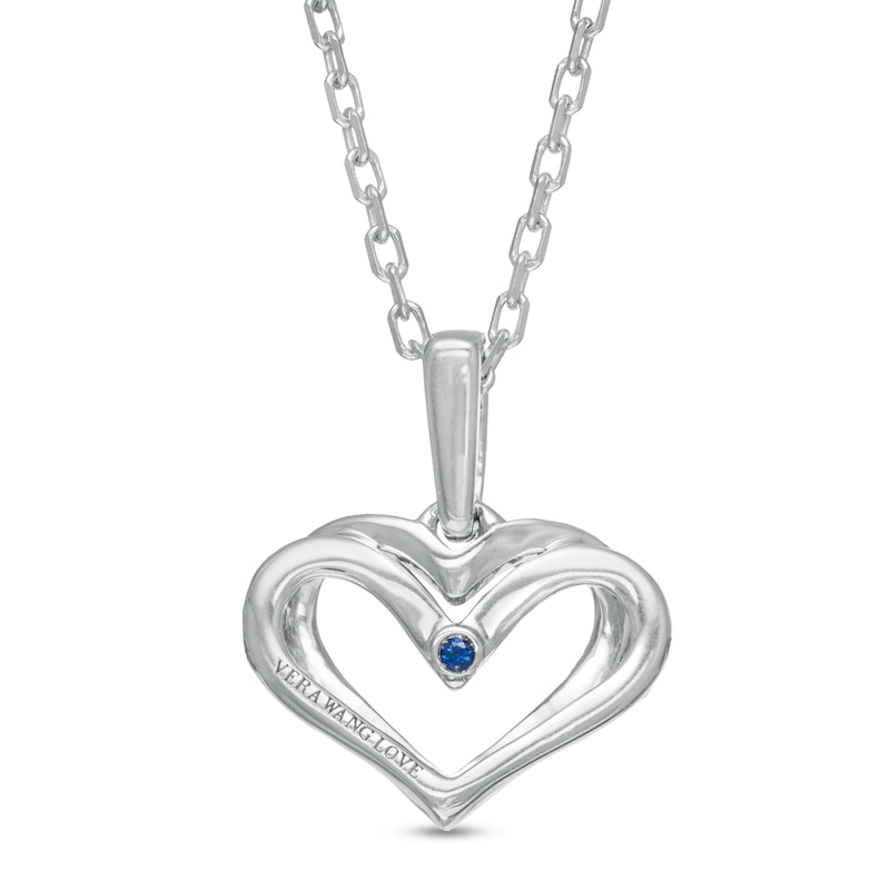 Main Image 2 of The Kindred Heart from Vera Wang Love Collection Sapphire and 0.04 CT. T.W. Diamond Pendant in Sterling Silver - 19"