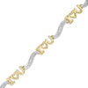 Thumbnail Image 0 of 0.04 CT. T.W. Diamond "I Heart U" Link Bracelet in Sterling Silver with 14K Gold Plate - 7.5"