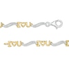 Thumbnail Image 2 of 0.04 CT. T.W. Diamond "I Heart U" Link Bracelet in Sterling Silver with 14K Gold Plate - 7.5"