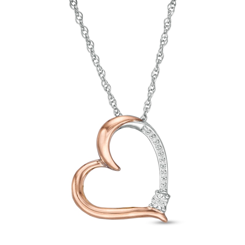 14KT Rose Gold Heart Necklace 0.04 CT. T.W.