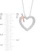 Thumbnail Image 2 of 0.118 CT. T.W. Diamond Heart with Cross Necklace in Sterling Silver and 10K Rose Gold