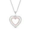 Thumbnail Image 0 of 0.23 CT. T.W. Diamond Double Heart Pendant in Sterling Silver and 10K Rose Gold