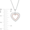 Thumbnail Image 2 of 0.23 CT. T.W. Diamond Double Heart Pendant in Sterling Silver and 10K Rose Gold