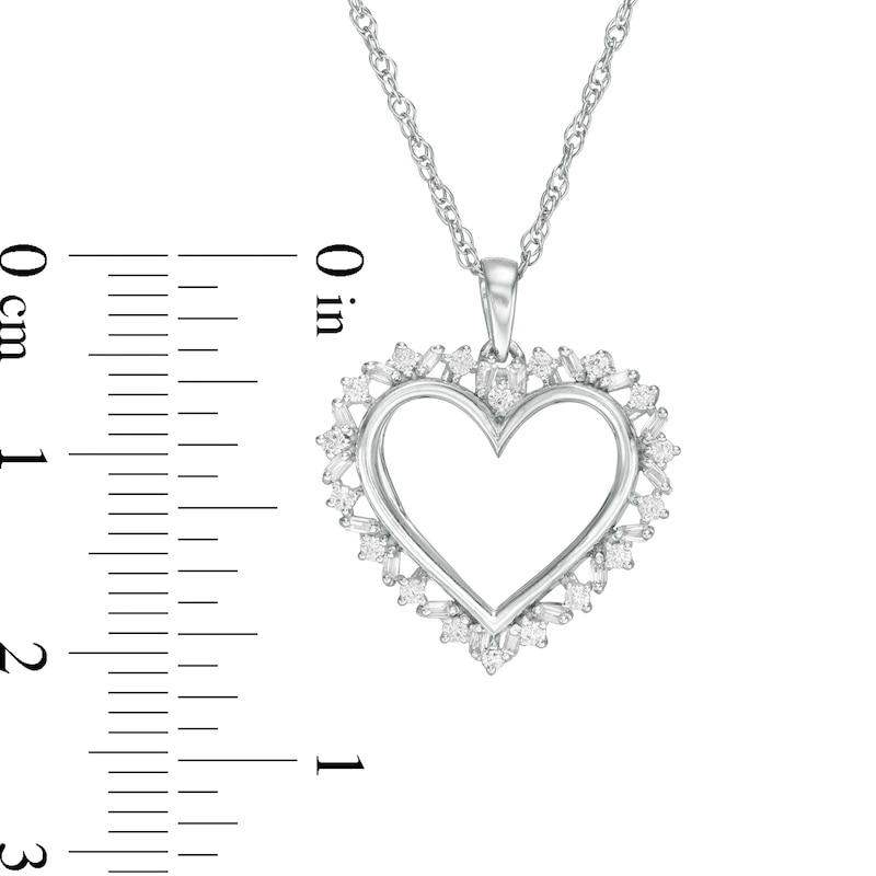 0.23 CT. T.W. Diamond Sunburst Heart Pendant in 10K White Gold