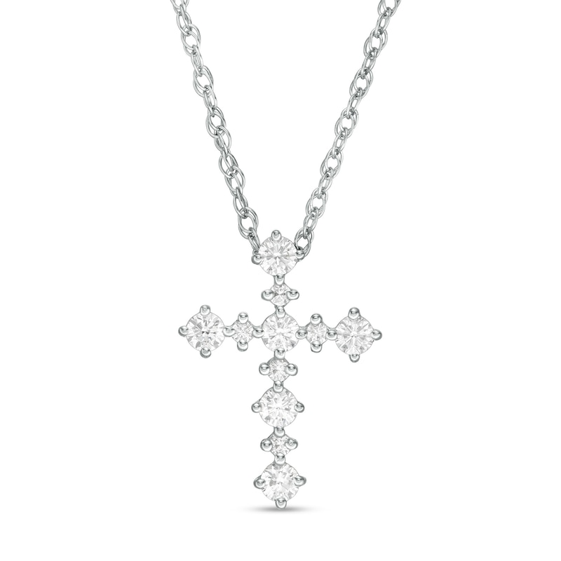 0.29 CT. T.W. Diamond Cross Pendant in 10K White Gold|Peoples Jewellers