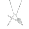 Thumbnail Image 0 of 0.115 CT. T.W. Diamond Wing Charm and Cross Pendant in Sterling Silver