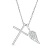 Thumbnail Image 1 of 0.115 CT. T.W. Diamond Wing Charm and Cross Pendant in Sterling Silver