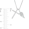 Thumbnail Image 2 of 0.115 CT. T.W. Diamond Wing Charm and Cross Pendant in Sterling Silver