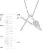 Thumbnail Image 3 of 0.115 CT. T.W. Diamond Wing Charm and Cross Pendant in Sterling Silver