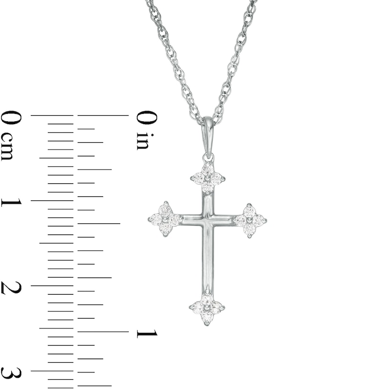 0.145 CT. T.W. Diamond Clover Cross Pendant in 10K White Gold