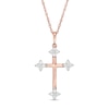 Thumbnail Image 1 of 0.145 CT. T.W. Diamond Clover Cross Pendant in 10K Rose Gold